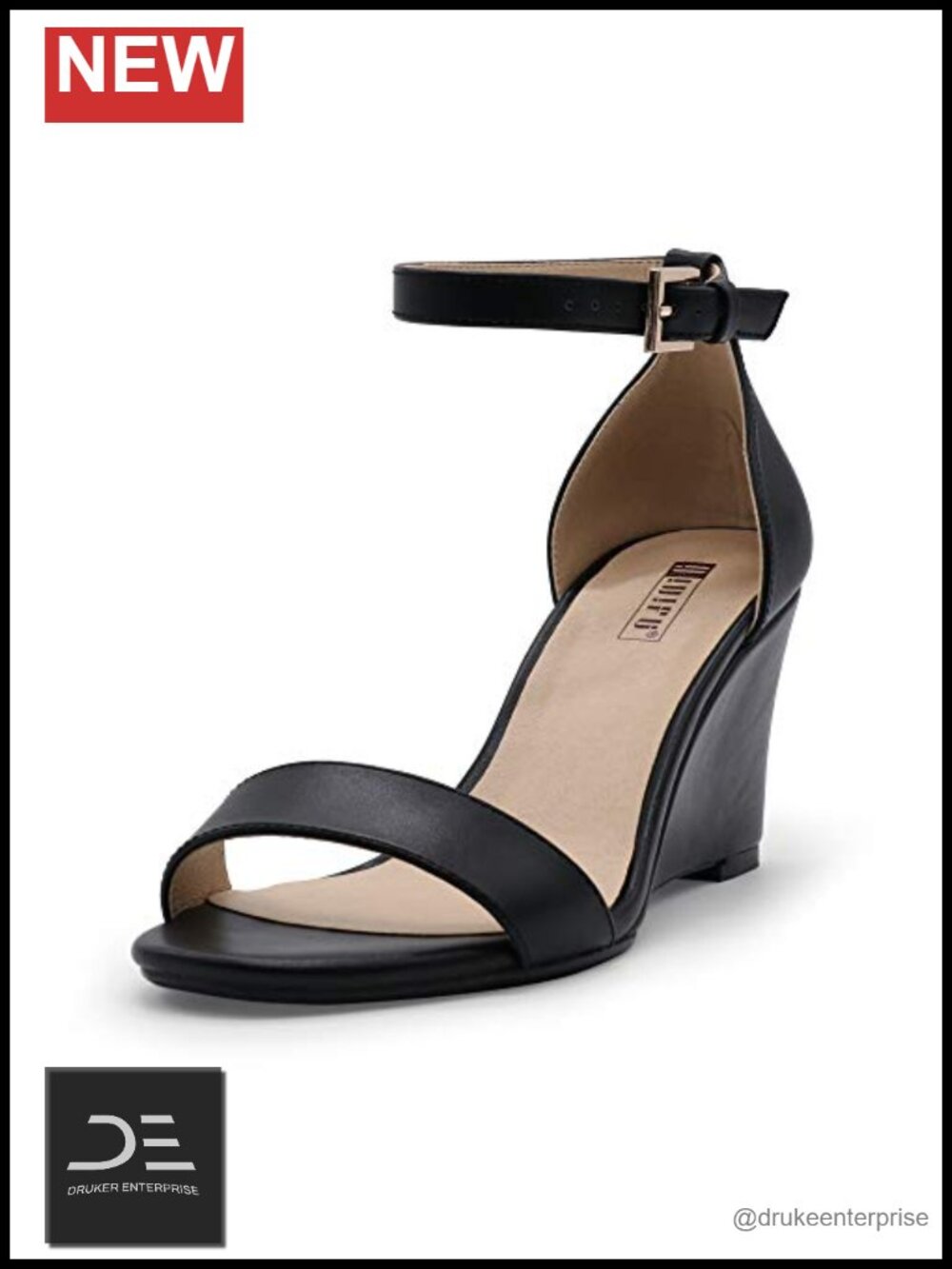 Wedge Heels Sandals 3 Inch Ankle Strap Open Toe Evening Dress Wedding Shoes